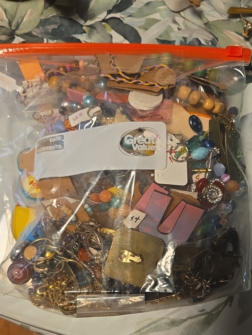 Gallon Bag Of Broken Jewelry & Crafts